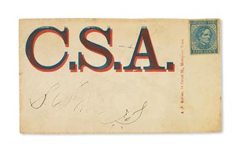 (MILITARY--CIVIL WAR--PATRIOTIC COVERS--CONFEDERATE.) Two Confederate covers C.S.A. * [and] C.S. of A.